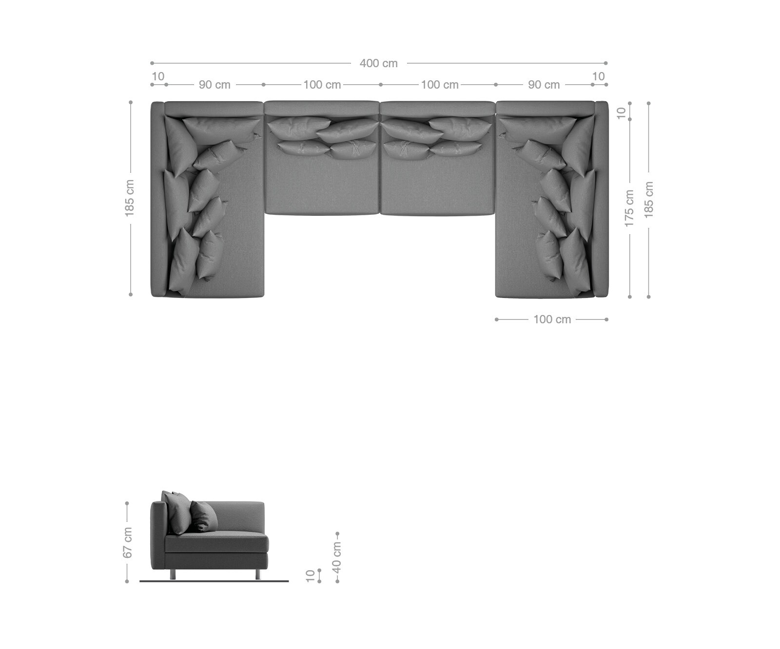 Woonlandschap Clovis XL zwart uitbreidbare module bank 6
