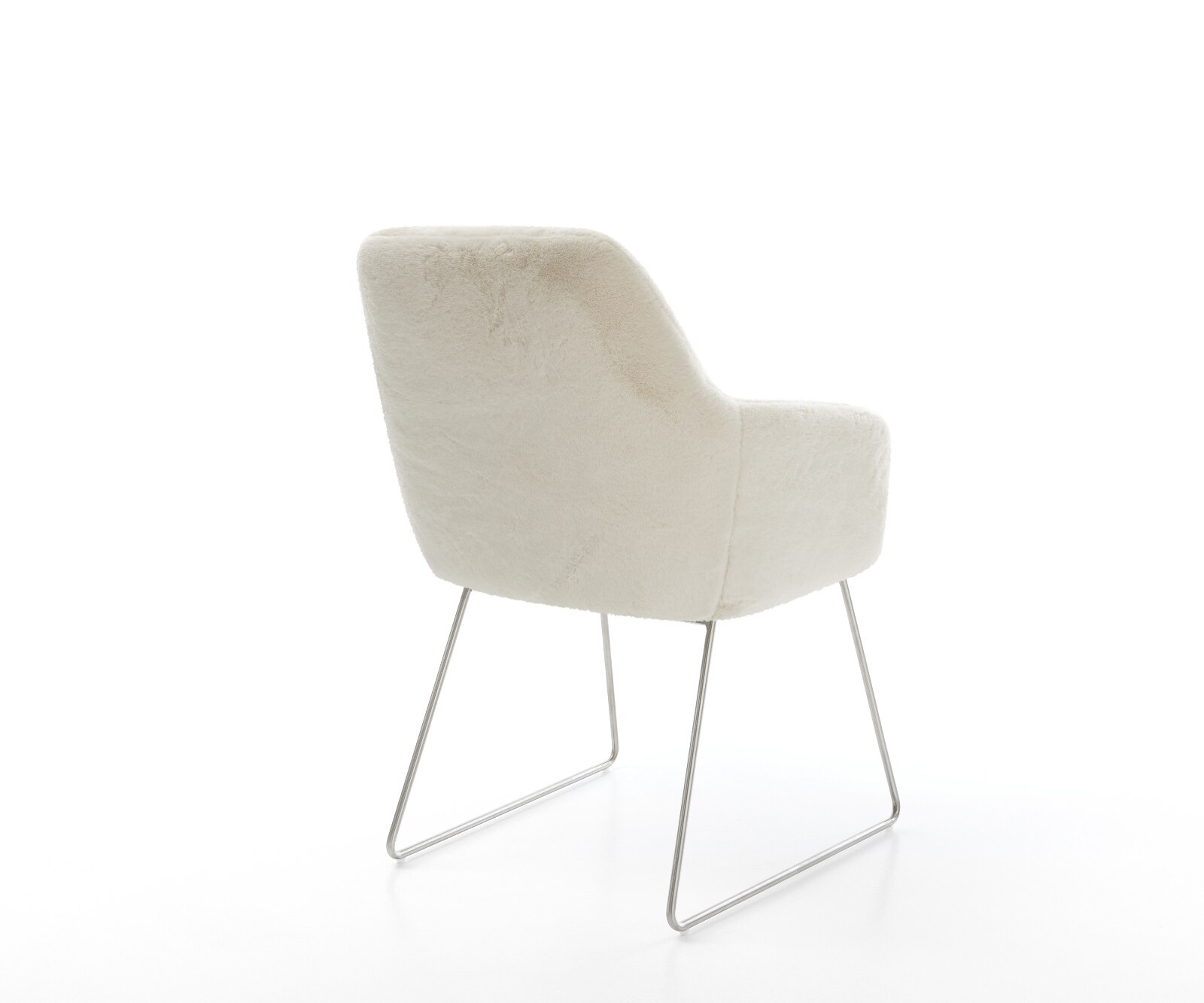 Eetkamerstoel Pejo-Flex pluchen crème-wit slipframe roestvrij staal pocketveer kern 5