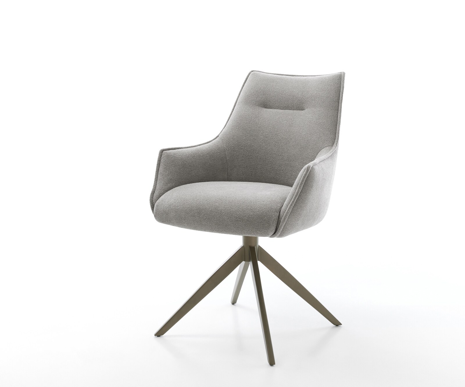 Draaistoel Alja-Flex met armleuning zachte stof met structuur grijs kruisframe breed afwerking met titanium 360° draaibaar rocker-functie pocketveer kern