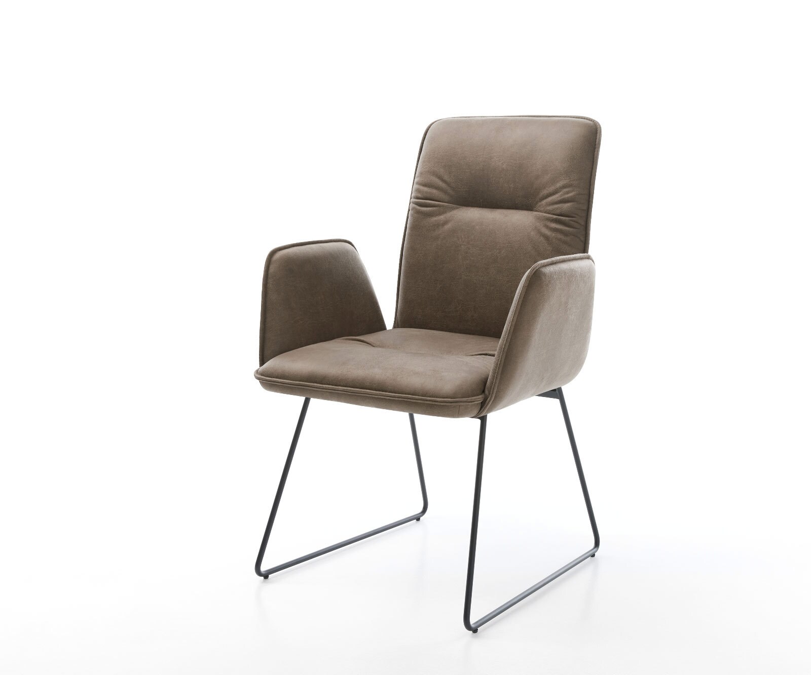Eetkamerstoel Vinja-Flex microvelours taupe vintage slipframe zwart