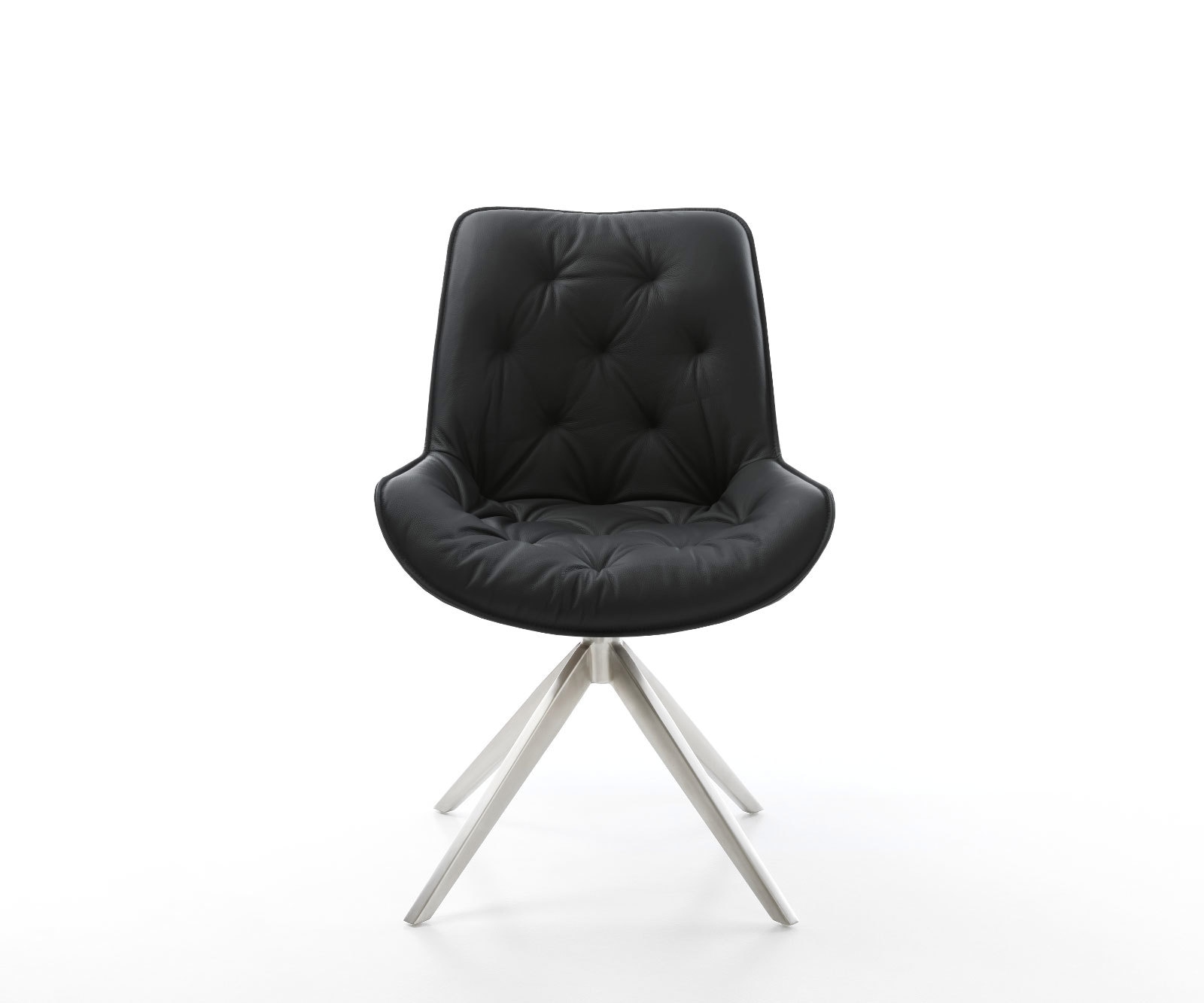 Draaistoel Taimi-Flex echt leer zwart kruisframe breed roestvrij staal 360° draaibaar rocker-functie 1 Draaistoel Taimi-Flex echt leer zwart kruisframe breed roestvrij staal 360° draaibaar rocker-functie 1