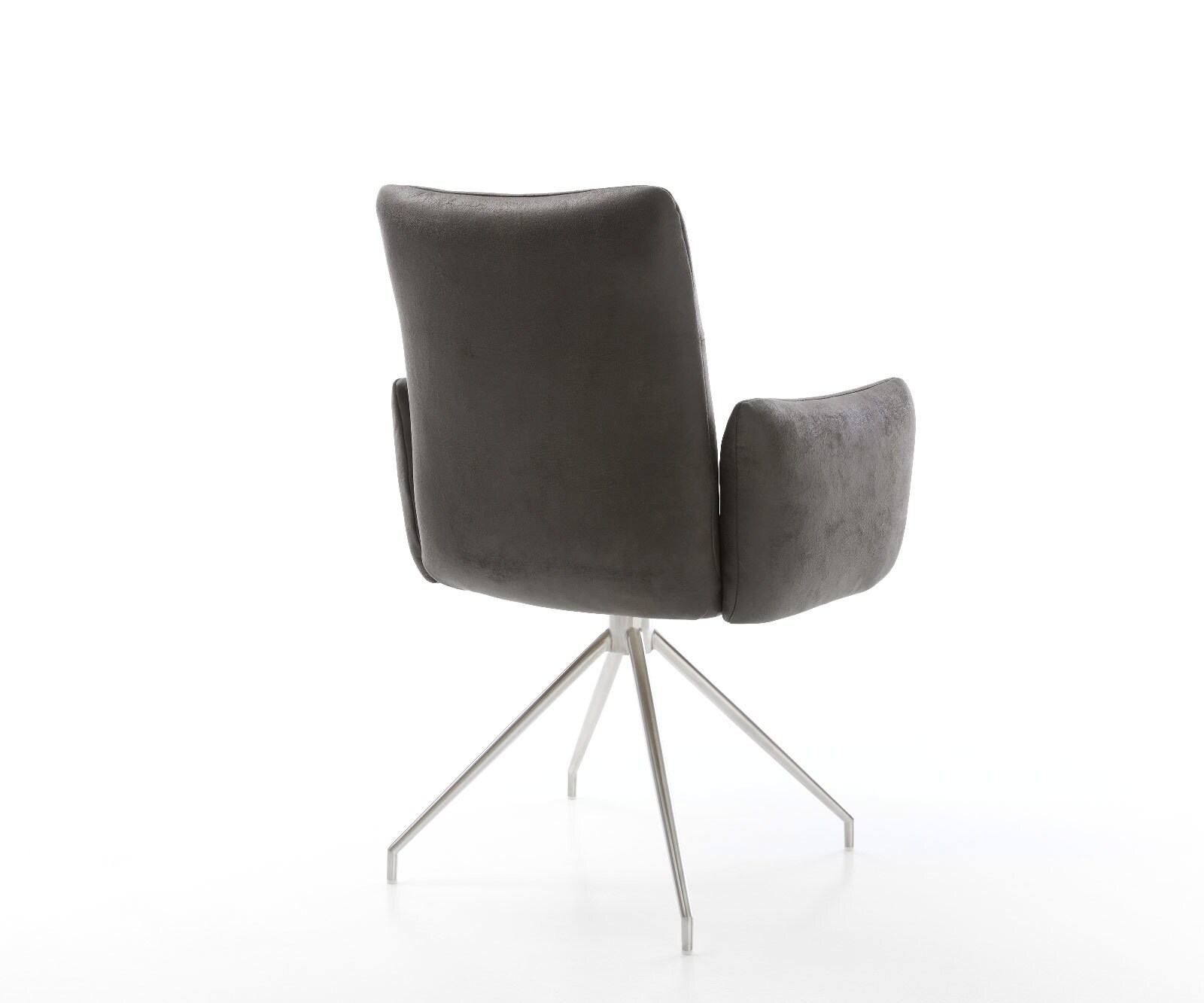 Draaistoel Jova-Flex met armleuning microvelours antraciet vintage kruisframe conisch roestvrij staal 180° draaibaar pocketveer kern 5