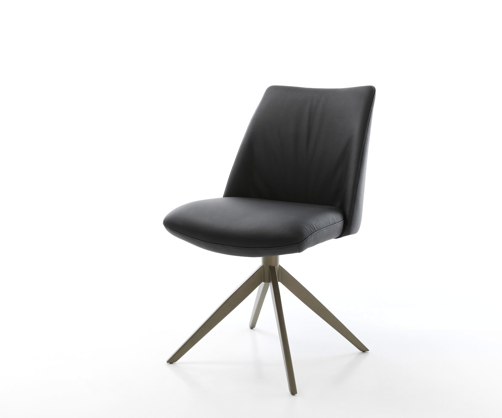 Draaistoel Elso-Flex echt leer zwart kruisframe breed afwerking met titanium 360° draaibaar rocker-functie pocketveer kern 1