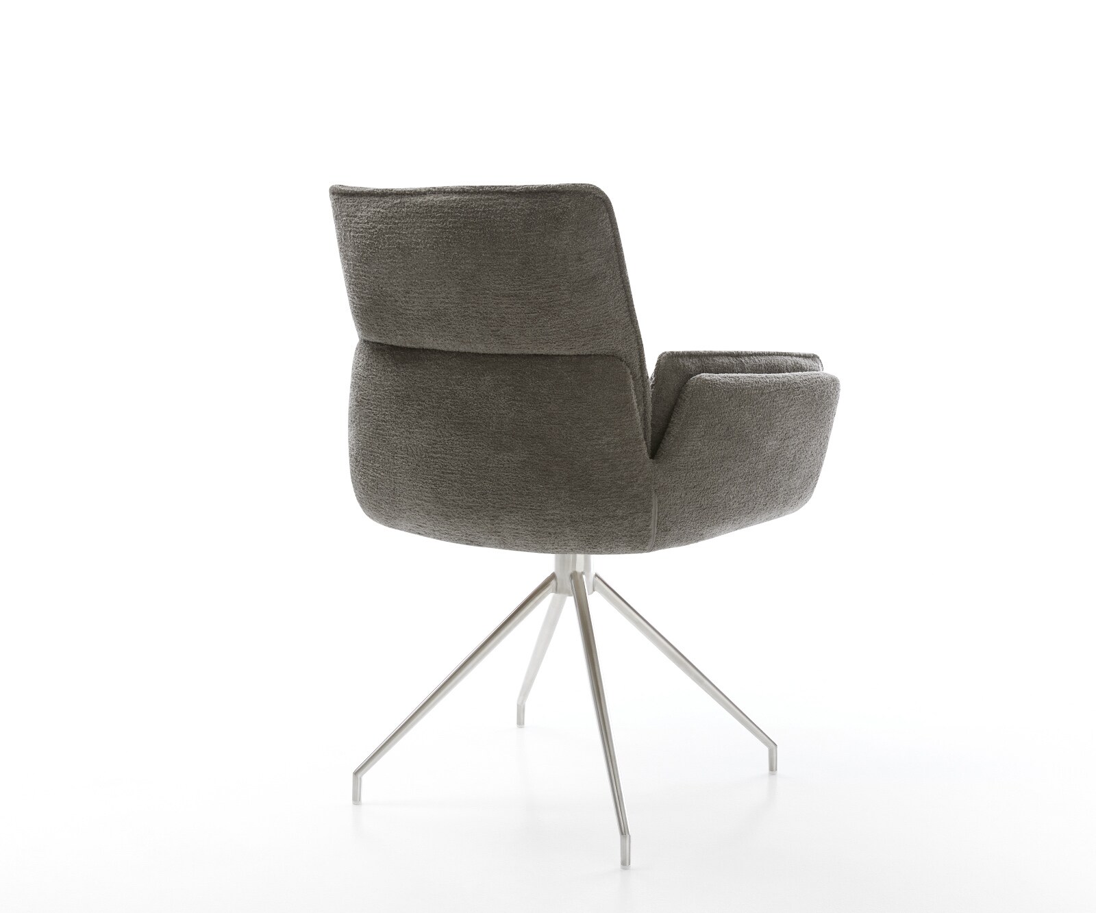 Eetkamerstoel Nela-Flex bouclé zacht mud kruisframe conisch roestvrij staal 5