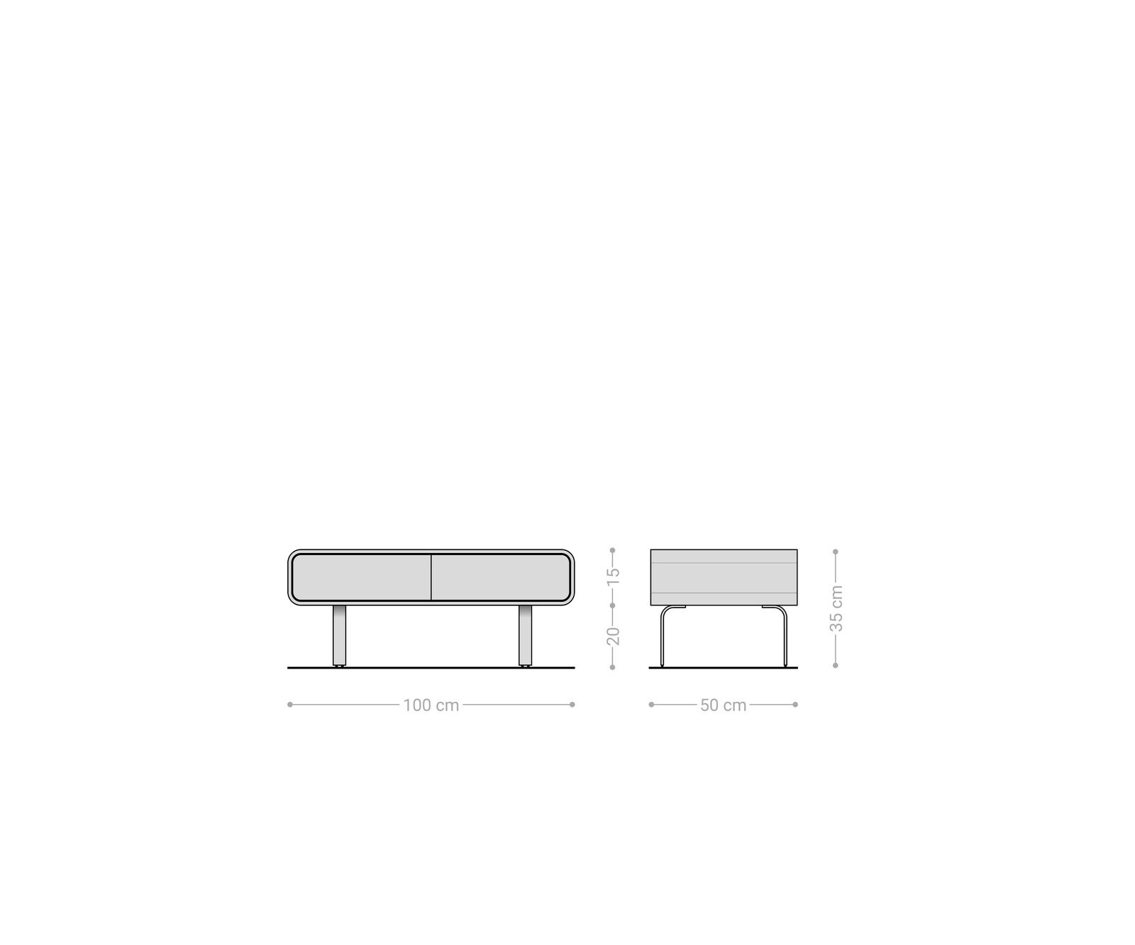 Salontafel Anaya 100x50 cm natuur acacia 2 laden L-poot roestvrij staal 5