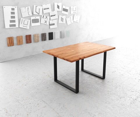 Eettafel Classic-Edge 140x90 acacia natuur metaal zwart