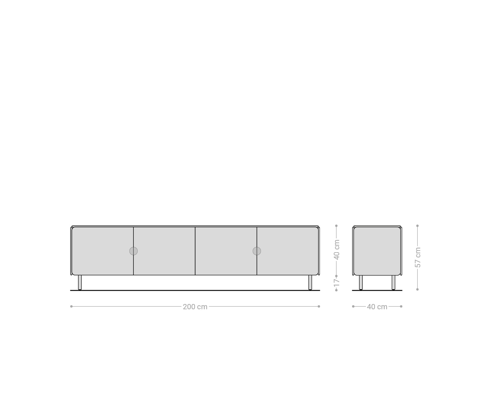 TV-meubel Shavani 200 cm acacia natuur 4 deuren ronde voet metaal zwart 5