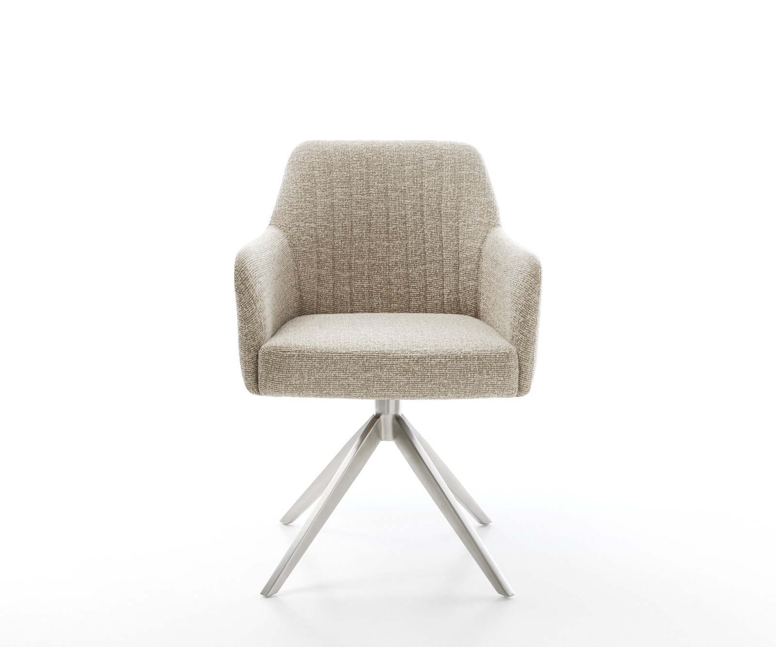 Draaistoel Greg-Flex geweven stof beige kruisframe breed roestvrij staal 360° draaibaar rocker-functie pocketveer kern 2