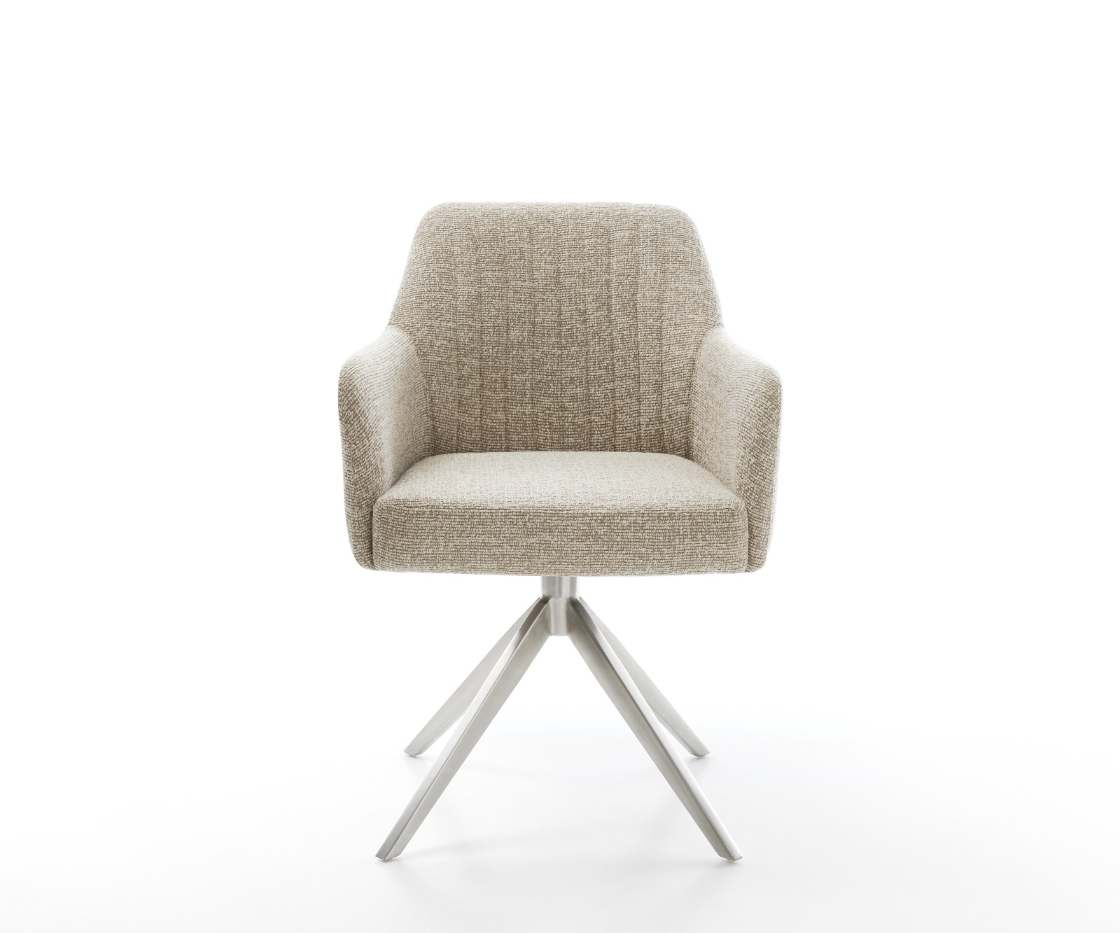 Draaistoel Greg-Flex geweven stof beige kruisframe breed roestvrij staal 360° draaibaar rocker-functie pocketveer kern 2