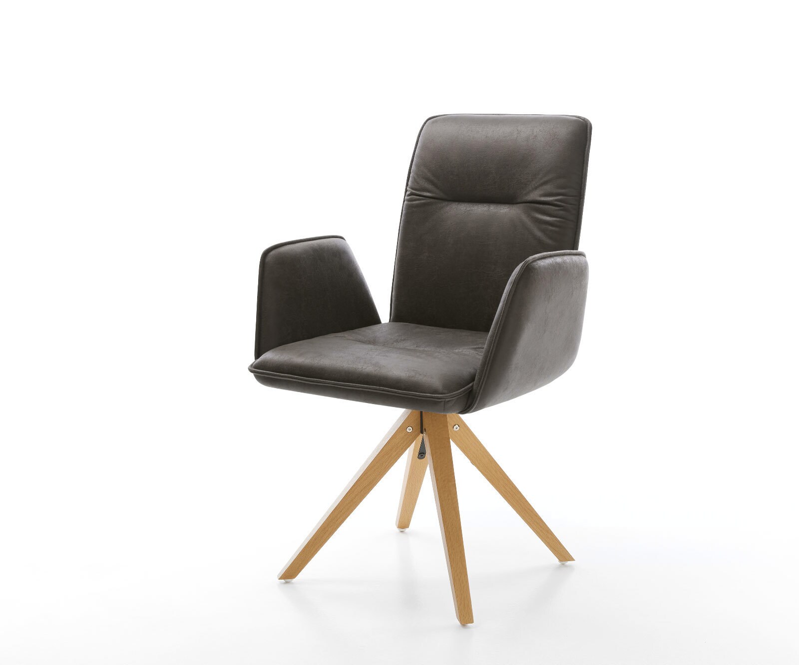 Eetkamerstoel Vinja-Flex microvelours antraciet vintage houten frame hoekig natuur