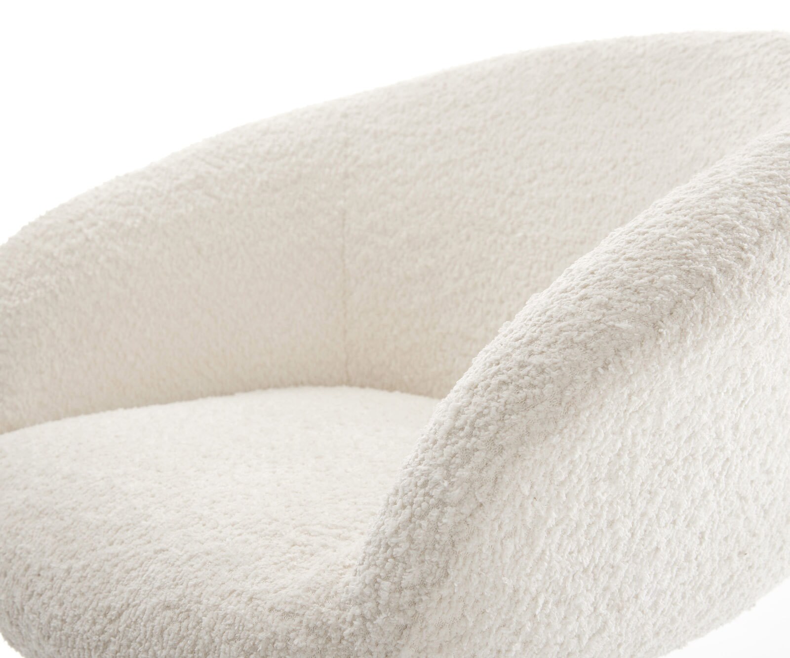 Draaistoel Vinka-Flex met armleuning bouclé wit kruisframe breed zwart 360° draaibaar rocker-functie pocketveer kern 3