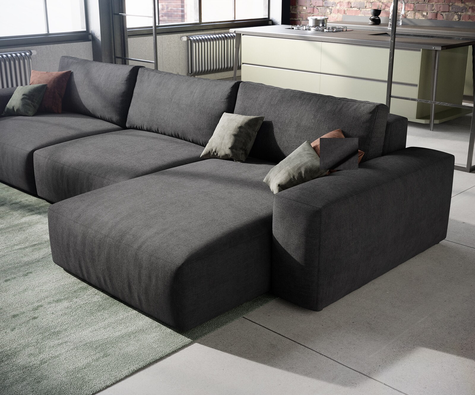 Hoekbank Lanzo XL 380x180 cm microvezel Zwart Recamiere variabel 4 Hoekbank Lanzo XL 380x180 cm microvezel Zwart Recamiere variabel 4