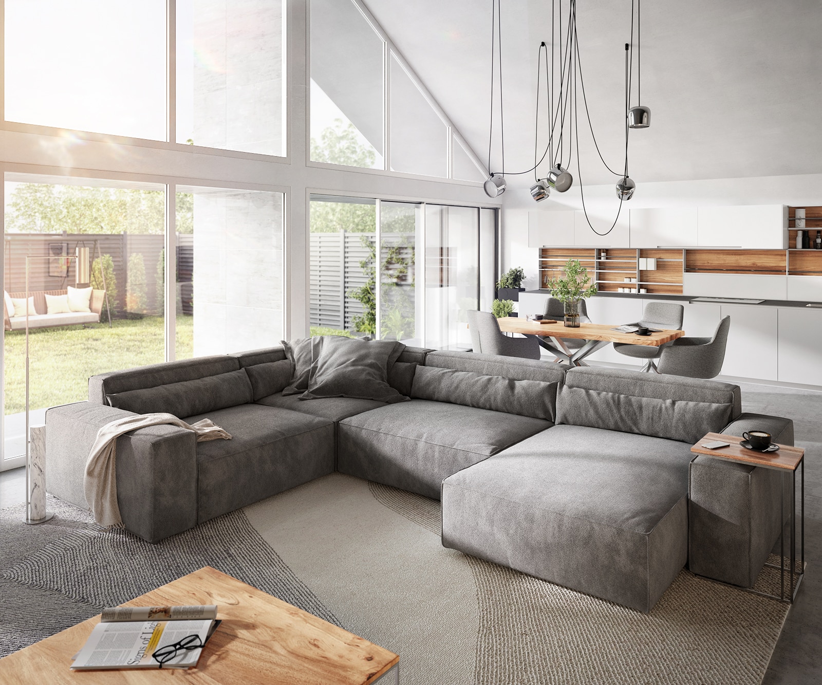 Woonkamerlandschap Sirpio XL 360x260 cm microvezel taupe recamiere variabele 1 Woonkamerlandschap Sirpio XL 360x260 cm microvezel taupe recamiere variabele 1
