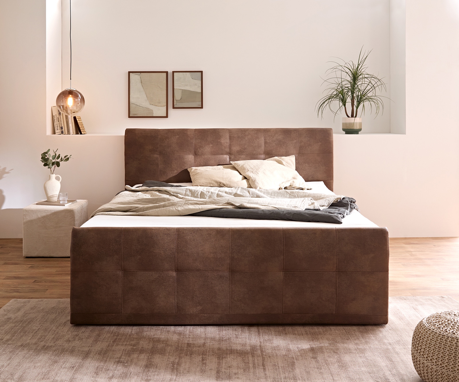 Boxspring-bed Amarillo 180x200 cm bruin met topper 1 Boxspring-bed Amarillo 180x200 cm bruin met topper 1