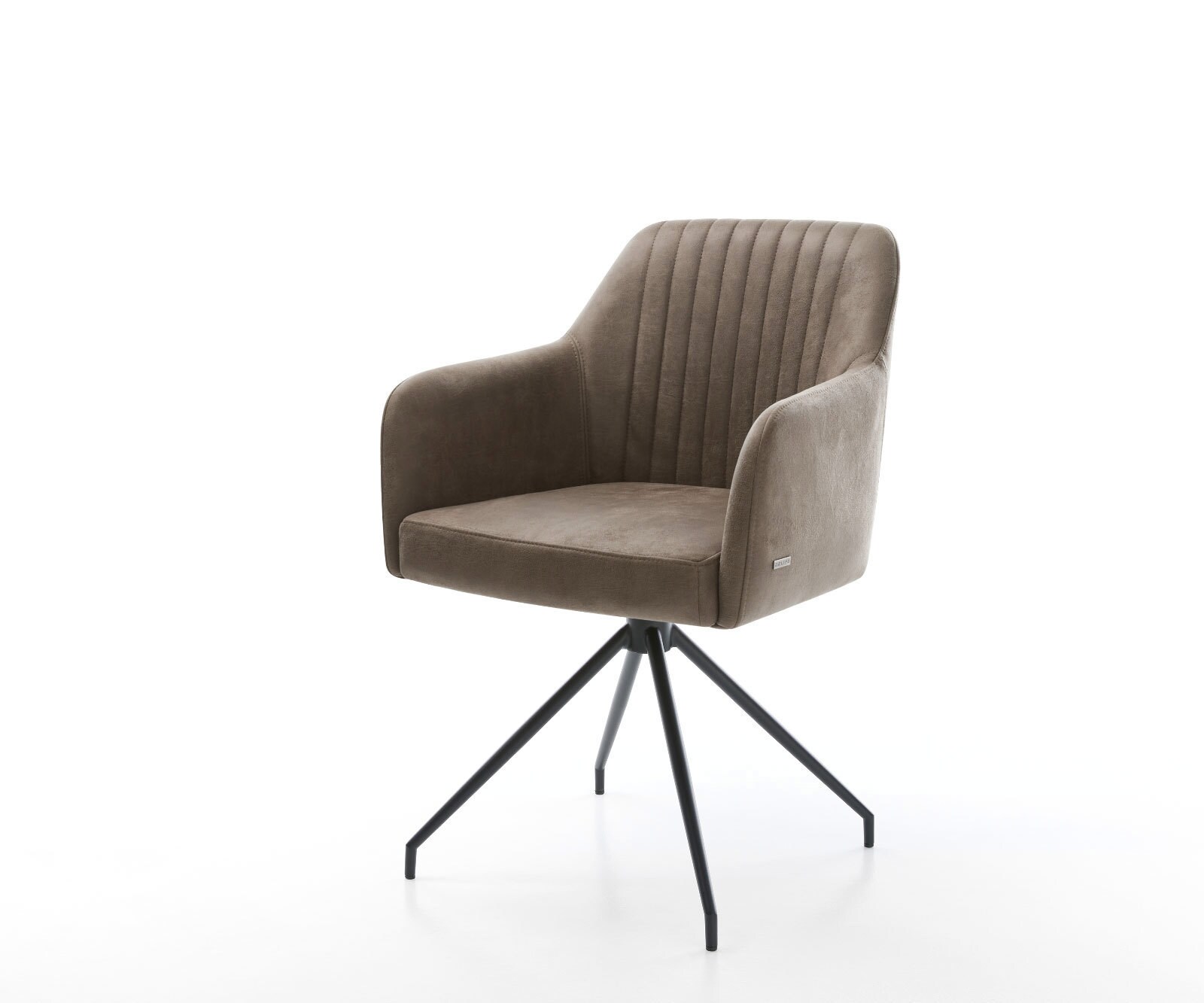 Eetkamerstoel Greg-Flex microvelours taupe vintage kruisframe conisch zwart pocketveer kern