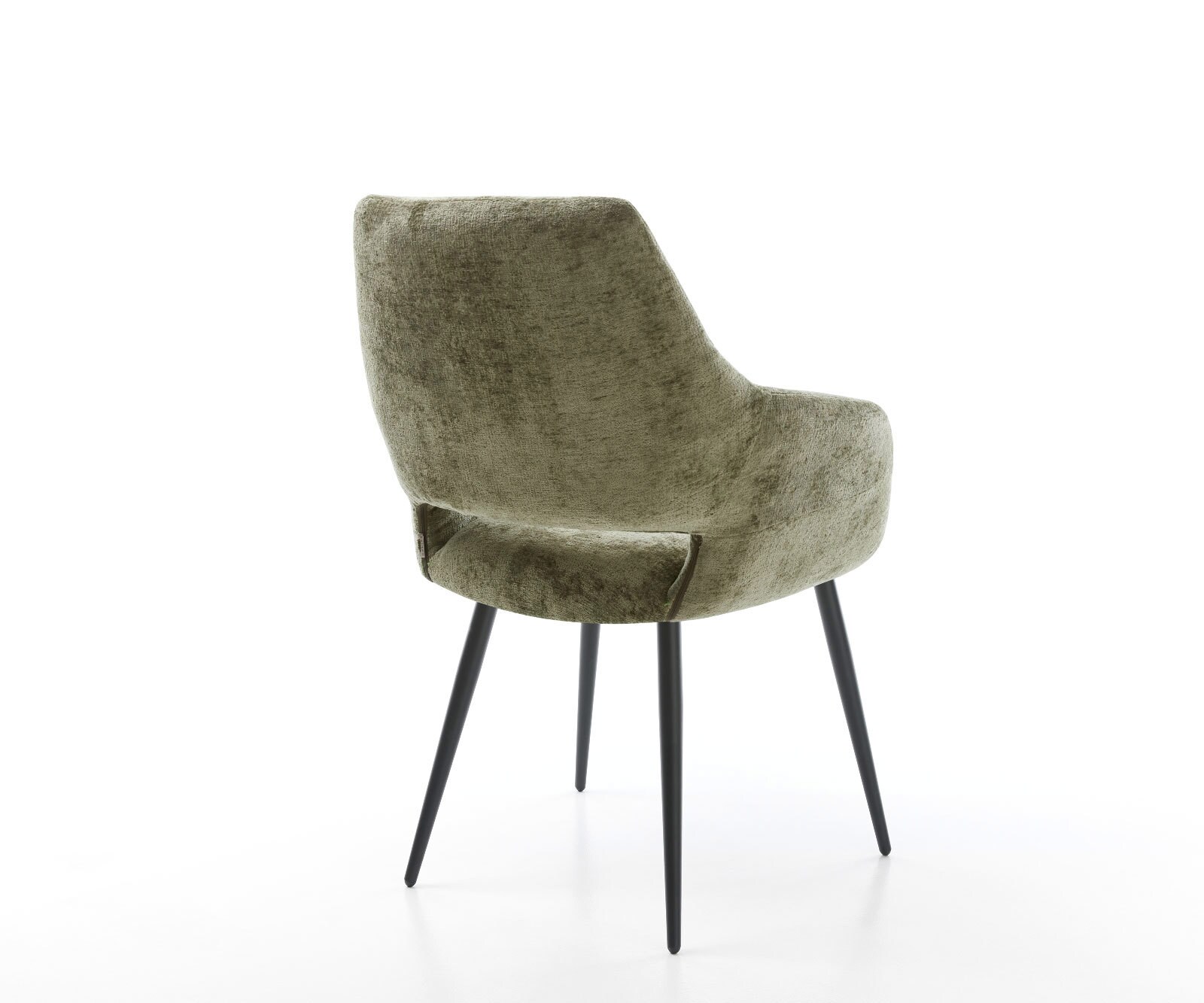Eetkamerstoel Yago-Flex met armleuning chenille olijfgroen 4-poot conisch zwart pocketveer kern 4 Eetkamerstoel Yago-Flex met armleuning chenille olijfgroen 4-poot conisch zwart pocketveer kern 4