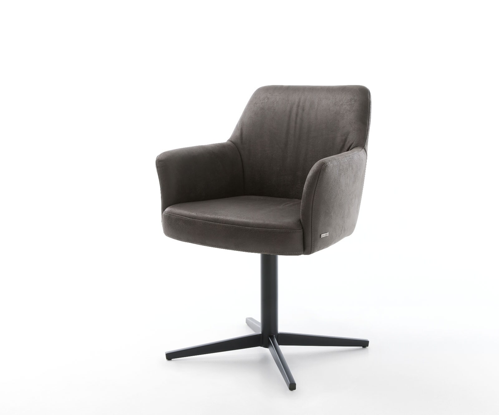 Draaistoel Xana-Flex met armleuning microvelours antraciet vintage kruispoot zwart 360° draaibaar pocketveer kern