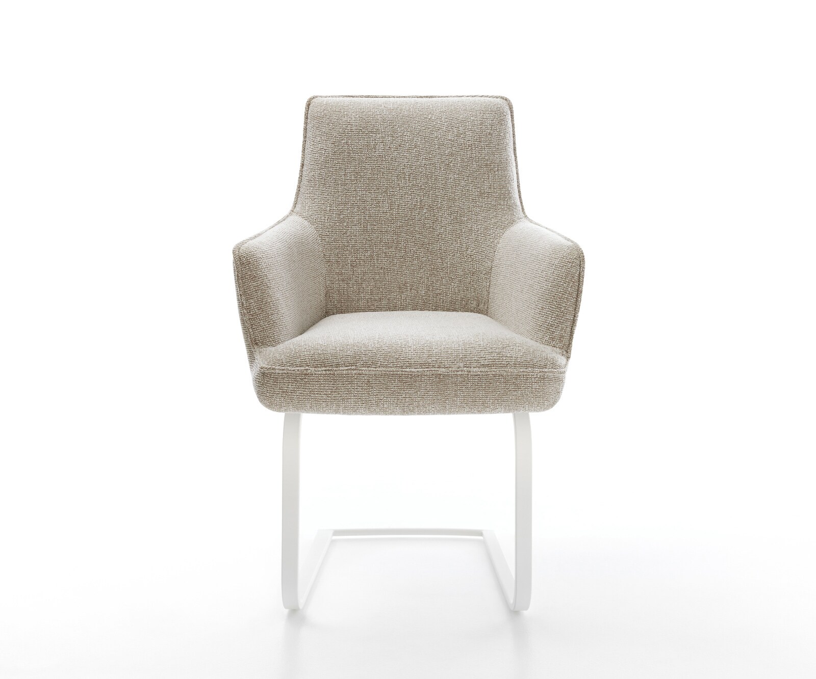 Sledemodel Heira-Flex met armleuning geweven stof beige sledemodel vlak wit pocketveer kern 2