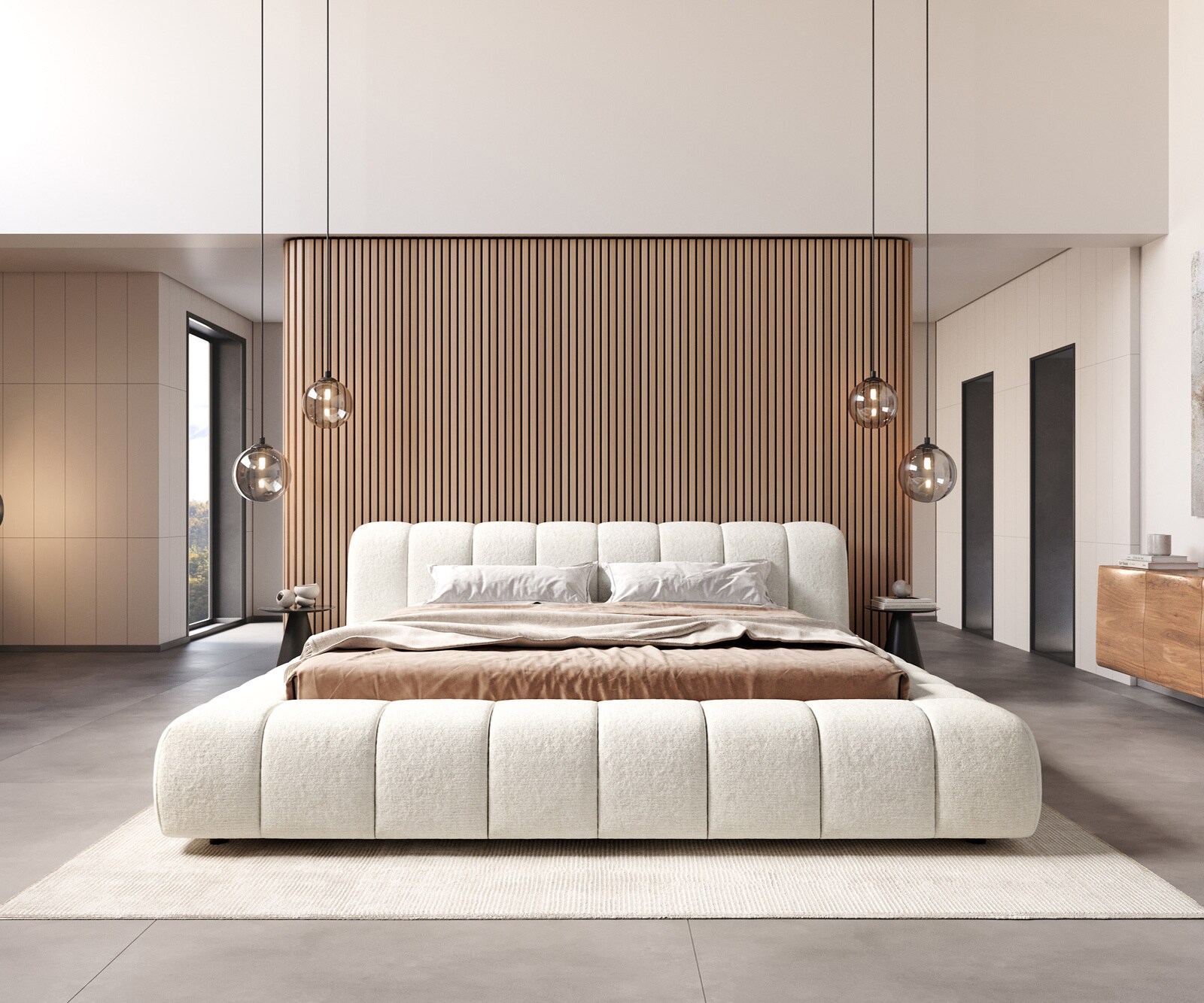 Gestoffeerd bedframe Cutio 180x200 cm bouclé Soft Beige 2