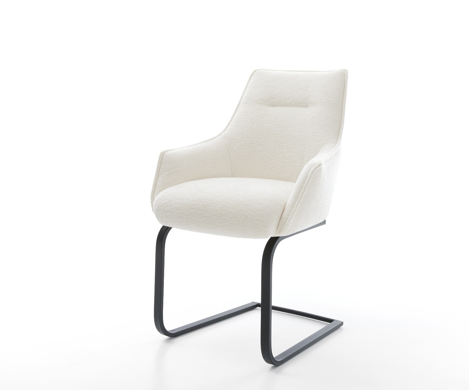 Sledemodel Alja-Flex met armleuning bouclé zacht beige sledemodel vlak zwart pocketveer kern 1