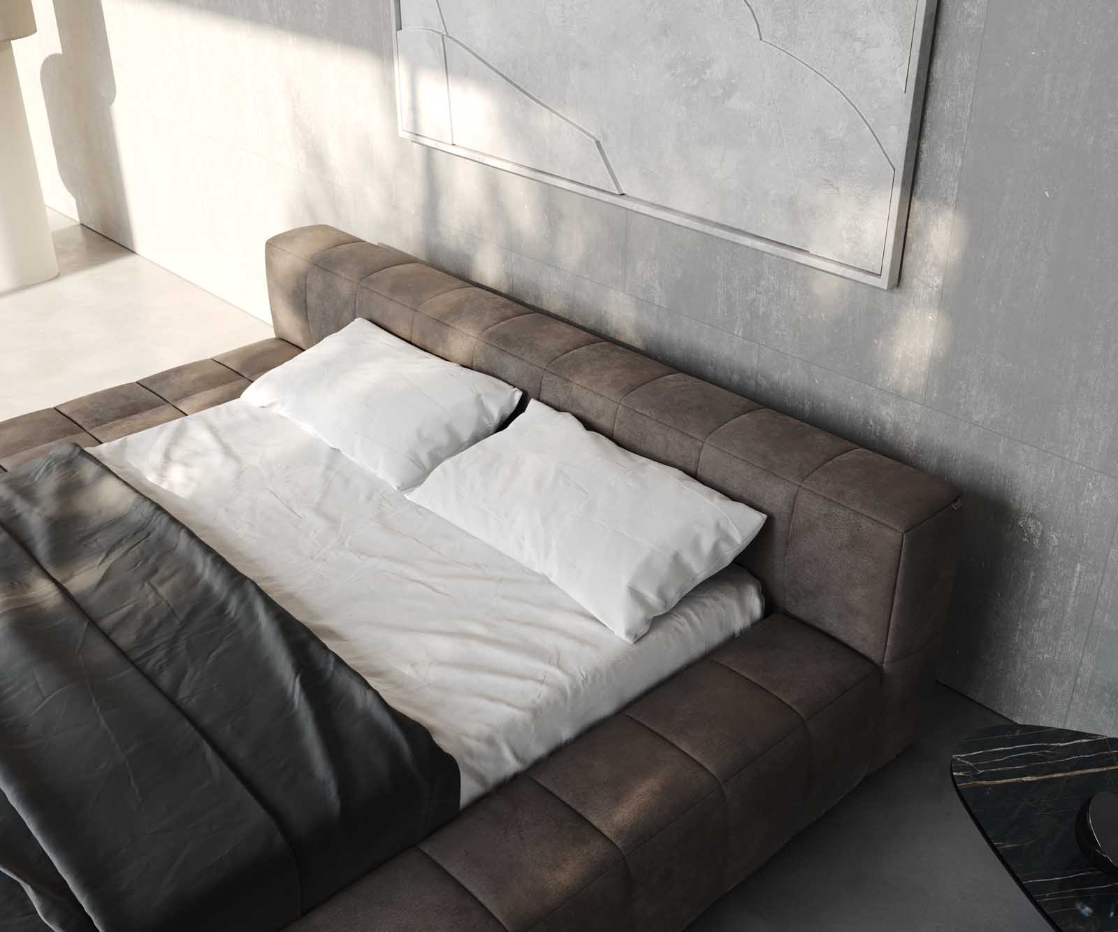 Bedframe Espazio gestoffeerd bed 140x200 cm microvezel taupe vintage met opbergruimte 6 Bedframe Espazio gestoffeerd bed 140x200 cm microvezel taupe vintage met opbergruimte 6