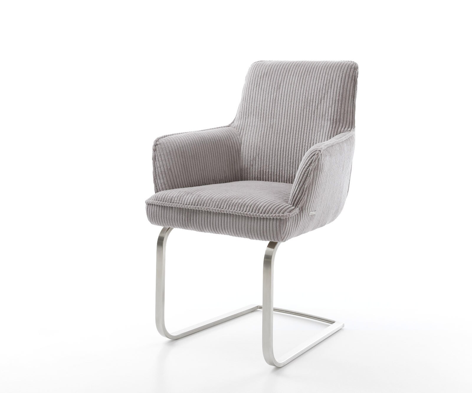 Sledemodel Heira-Flex met armleuning koord zilver grijs sledemodel vlak roestvrij staal pocketveer kern 1