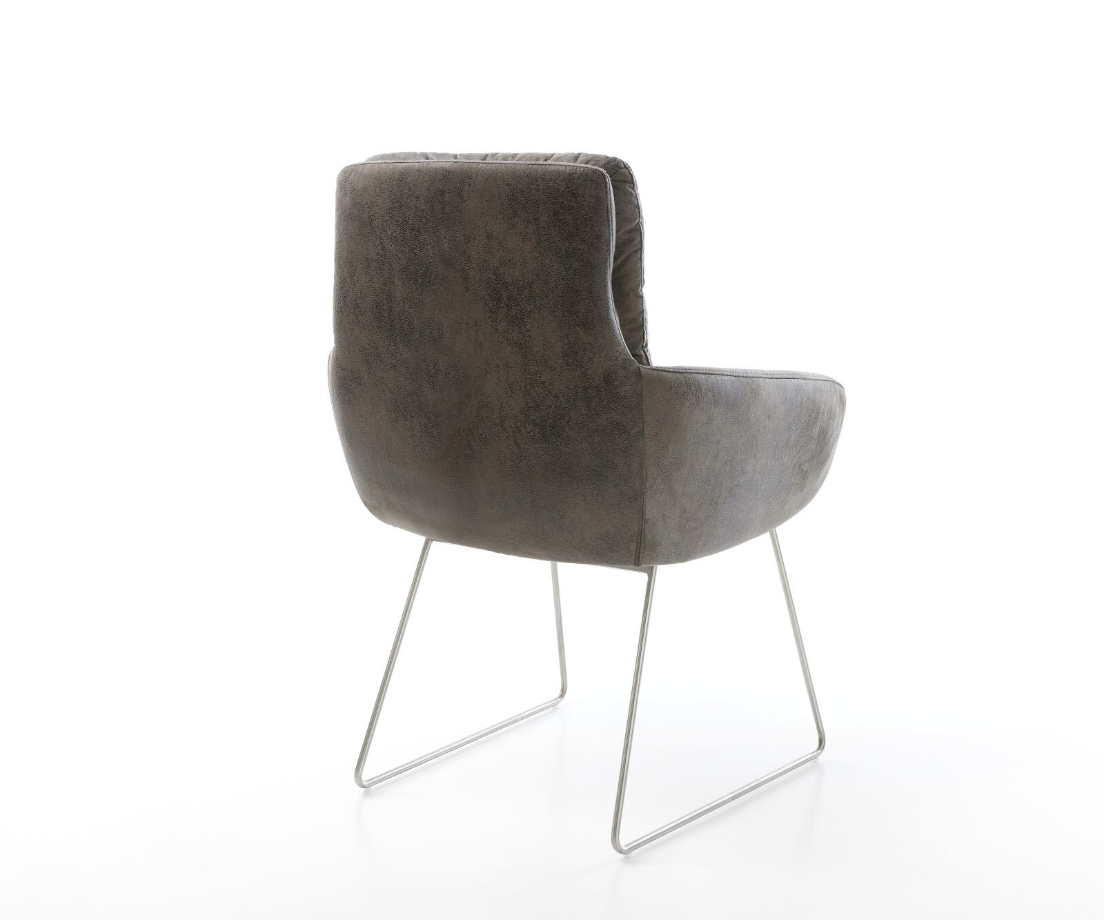 Eetkamerstoel Abelia-Flex met armleuning microvelours grijs antiek slipframe roestvrij staal 4 Eetkamerstoel Abelia-Flex met armleuning microvelours grijs antiek slipframe roestvrij staal 4