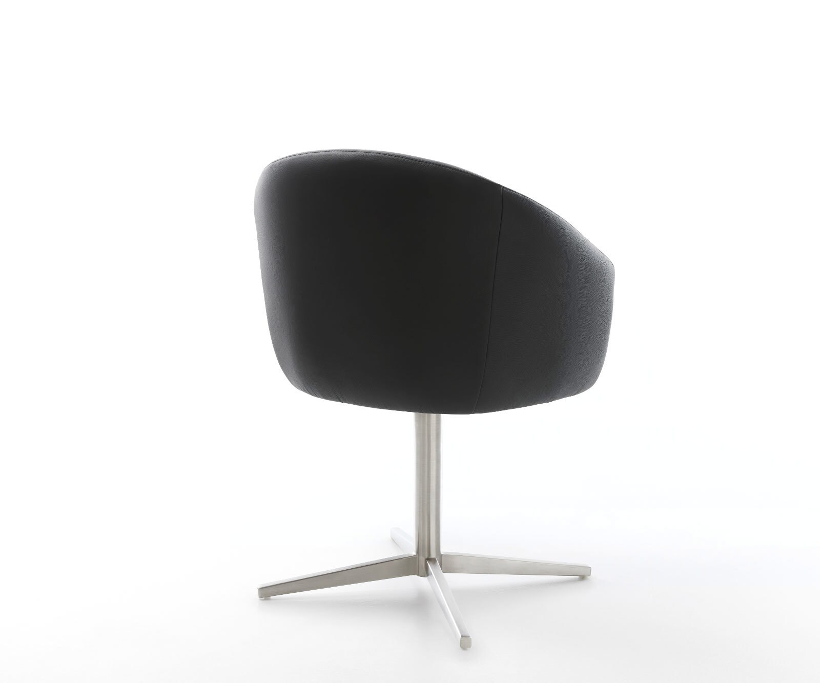 Draaistoel Caja-Flex met armleuning echt leer zwart kruispoot roestvrij staal 360° draaibaar pocketveer kern 5