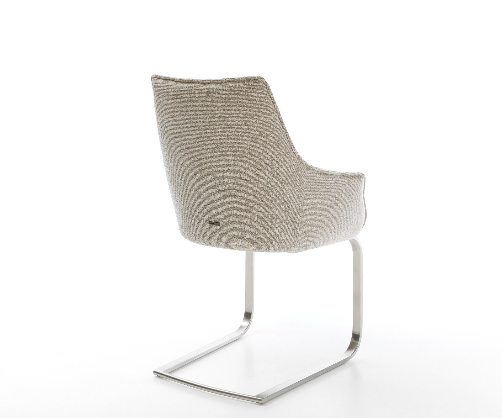 Sledemodel Alja-Flex met armleuning geweven stof beige sledemodel vlak roestvrij staal pocketveer kern 5