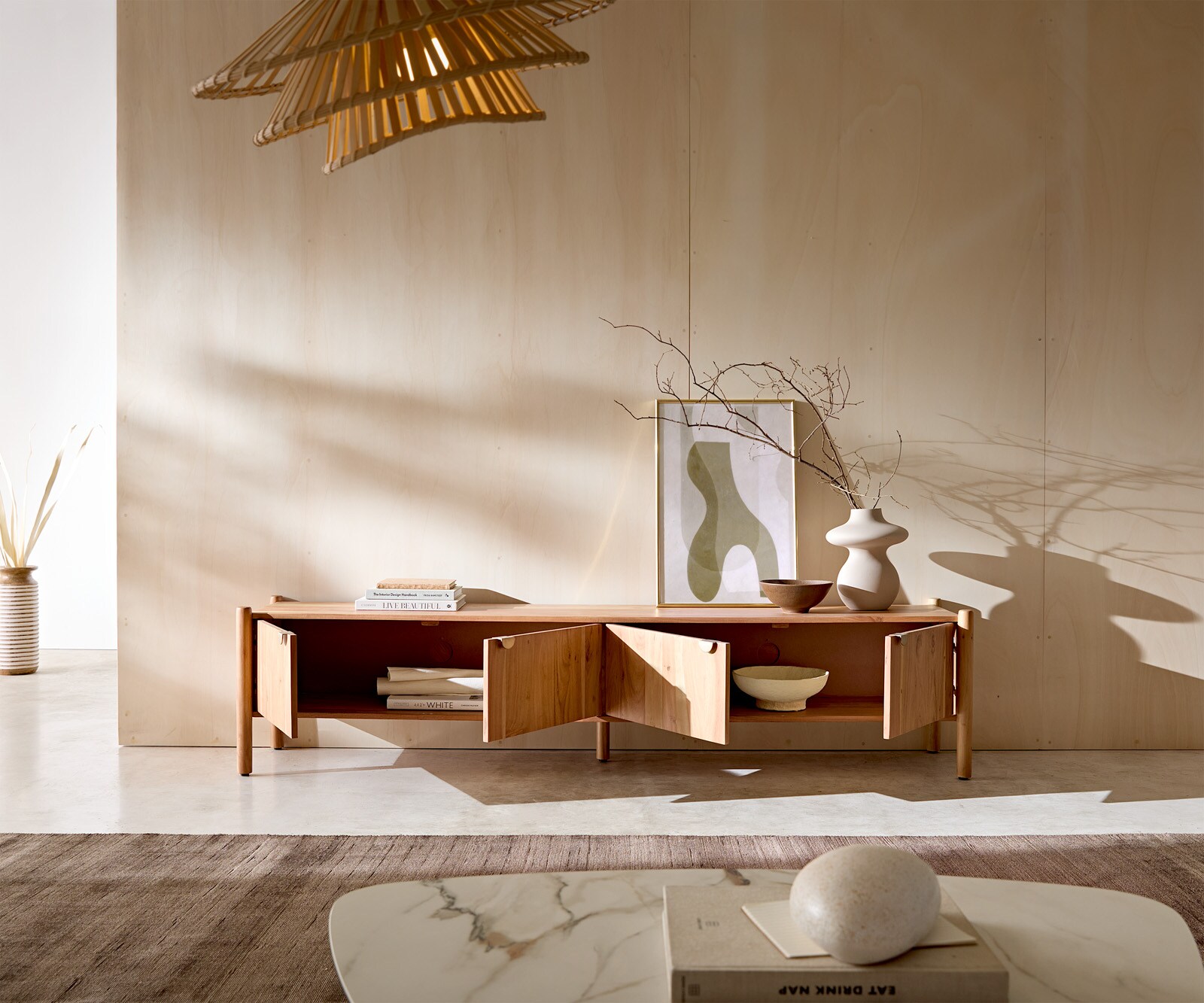 Tv-meubel Caius 200 cm acacia aura 4 deuren 3 Tv-meubel Caius 200 cm acacia aura 4 deuren 3