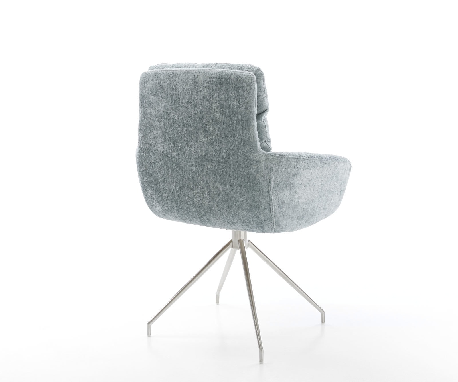 Draaistoel Abelia-Flex met armleuning chenille pastelblauw kruisframe conisch roestvrij staal 180° draaibaar 4 Draaistoel Abelia-Flex met armleuning chenille pastelblauw kruisframe conisch roestvrij staal 180° draaibaar 4