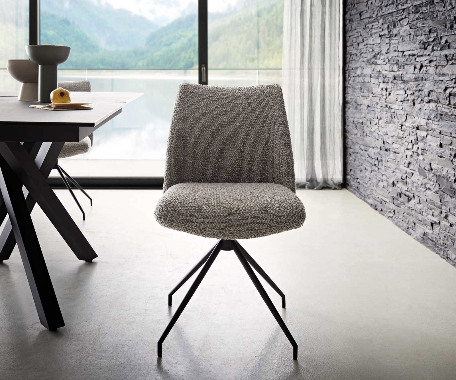 Draaistoel Elso-Flex bouclé zilver grijs kruisframe conisch zwart 180° draaibaar pocketveer kern 1 Draaistoel Elso-Flex bouclé zilver grijs kruisframe conisch zwart 180° draaibaar pocketveer kern 1