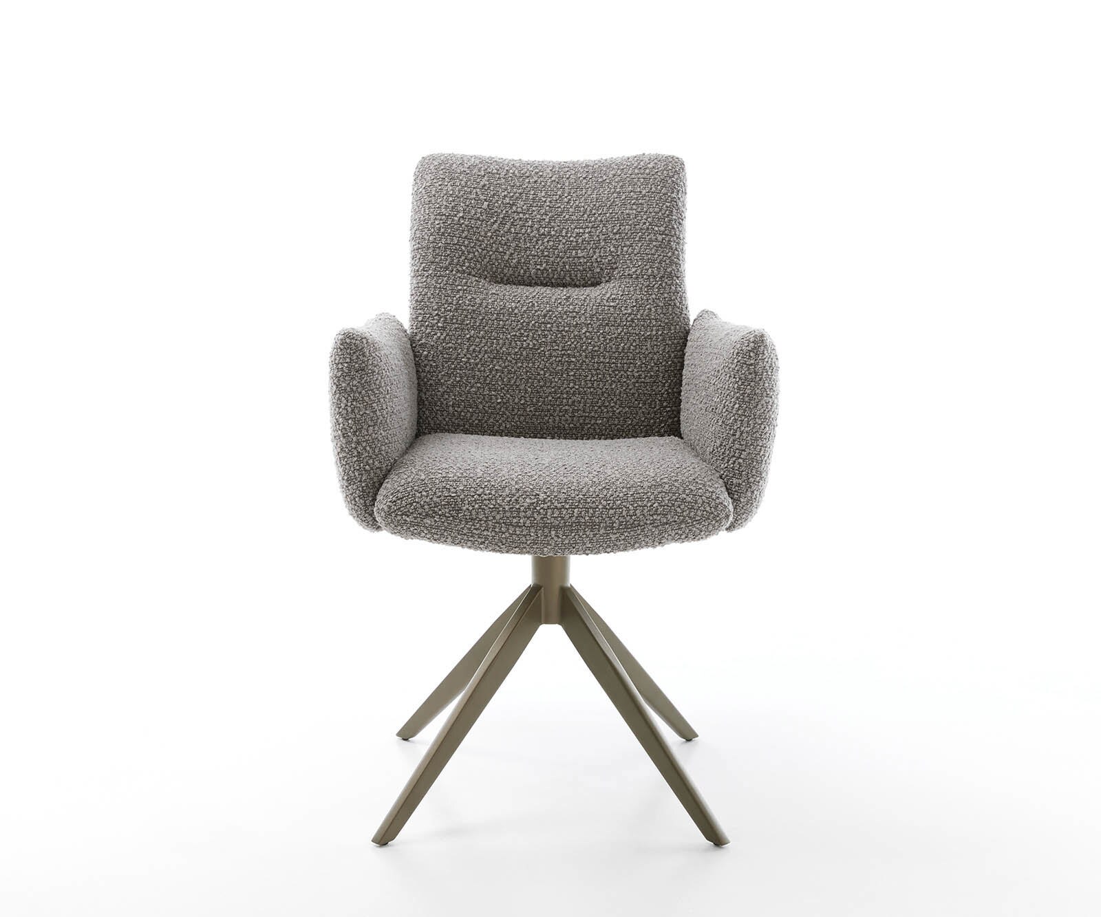 Draaistoel Jova-Flex met armleuning bouclé zilver grijs kruisframe breed afwerking met titanium 360° draaibaar pocketveer kern 1 Draaistoel Jova-Flex met armleuning bouclé zilver grijs kruisframe breed afwerking met titanium 360° draaibaar pocketveer kern 1