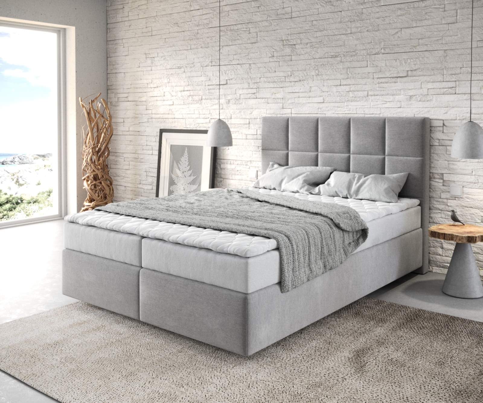 Boxspringbed Dream-Fine 140x200 microvezel grijs Boxspringbed Dream-Fine 140x200 microvezel grijs