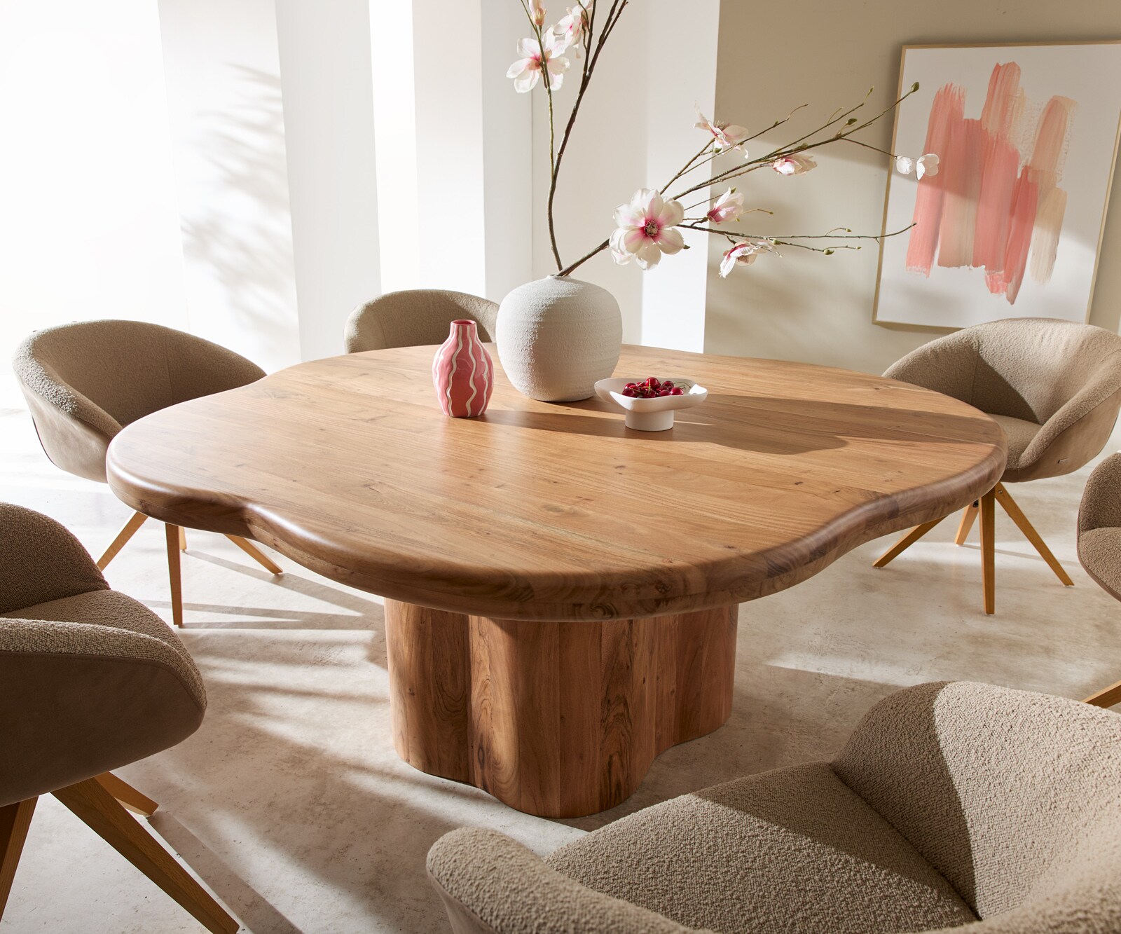 Eettafel Orbion 180x175 acacia natuur houten onderstel