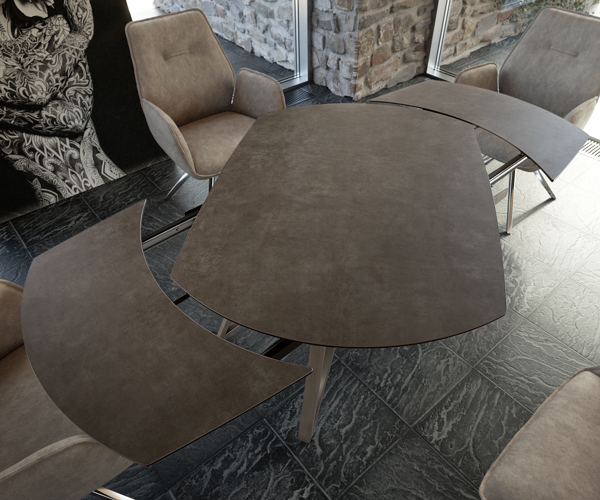 Eettafel Carlow 130/200x95 cm keramisch bruin roestvrij staal uitschuifbaar 3 Eettafel Carlow 130/200x95 cm keramisch bruin roestvrij staal uitschuifbaar 3