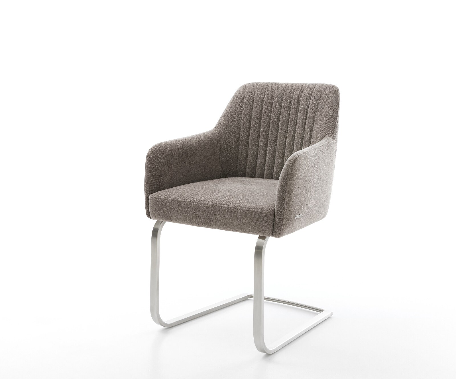Sledemodel Greg-Flex zachte stof met structuur taupe sledemodel vlak roestvrij staal pocketveer kern