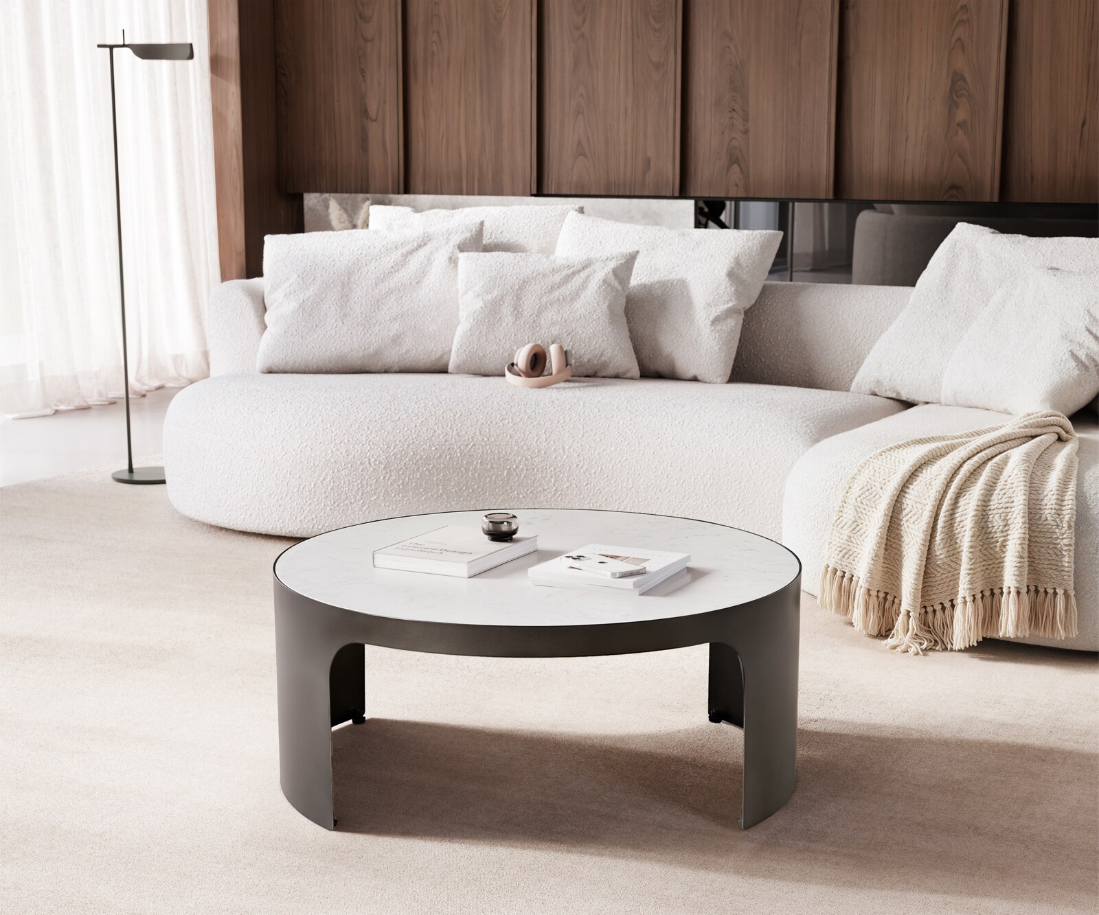 Salontafel Alerio 90x90 cm marmer wit metaal zwart antiek 4