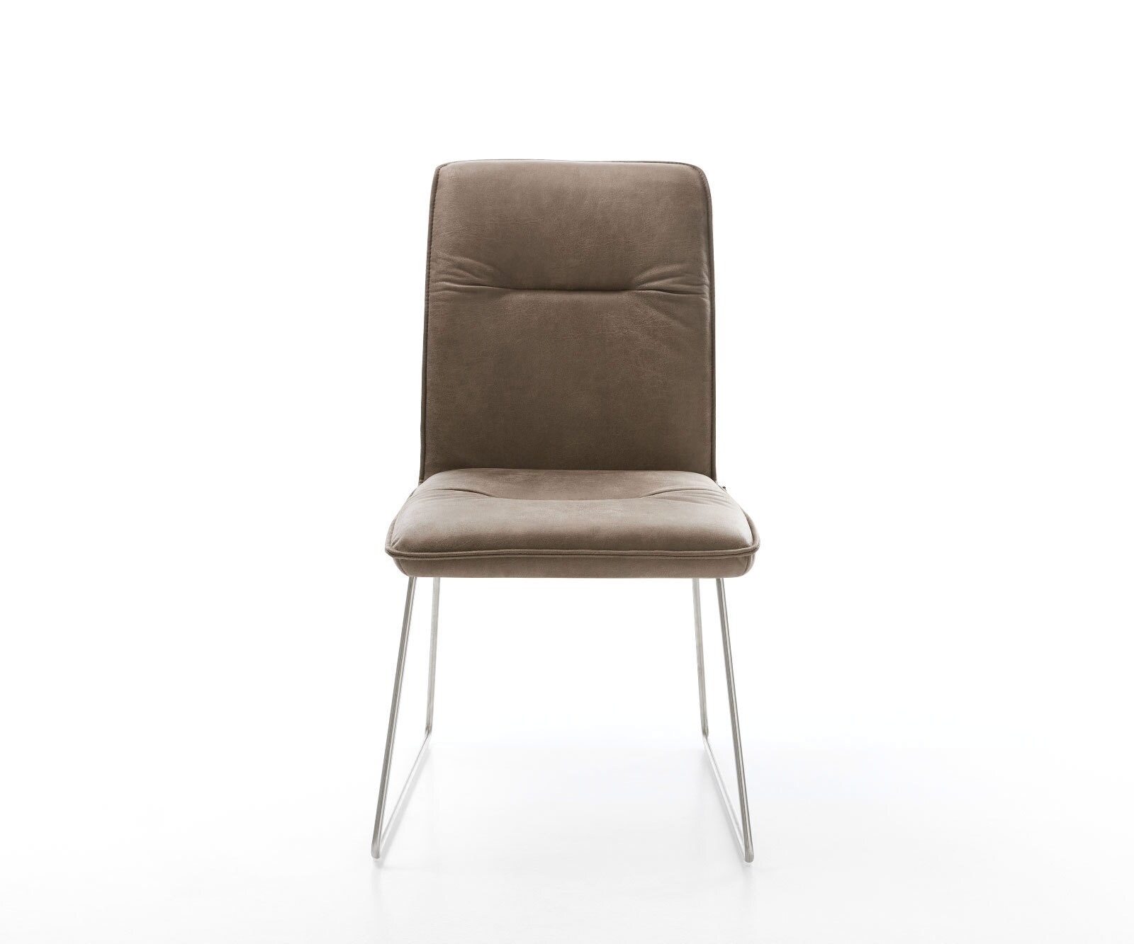 Eetkamerstoel Vinjo-Flex microvelours taupe vintage slipframe roestvrij staal 2