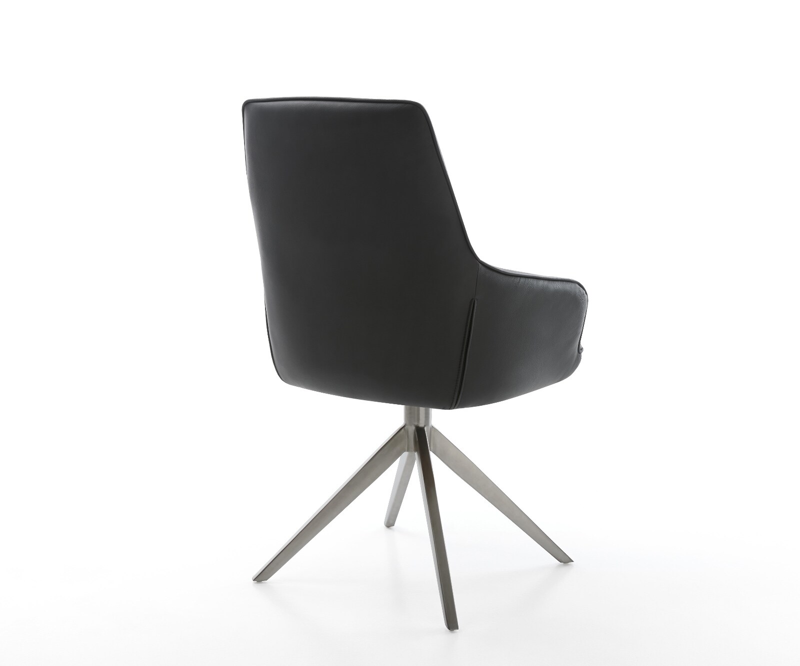 Draaistoel Zelia-Flex met armleuning echt leer zwart kruisframe breed grafiet 360° draaibaar rocker-functie pocketveer kern 5