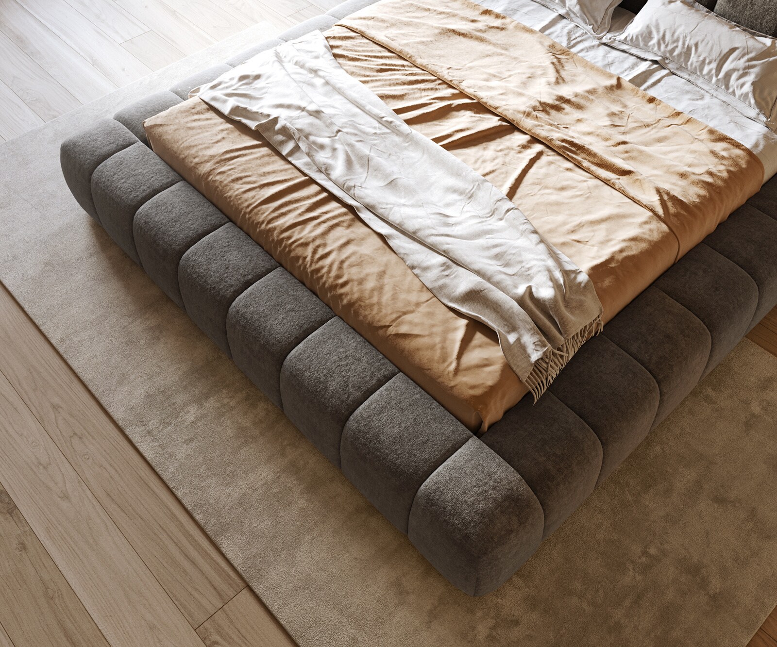 Gestoffeerd bedframe Cutio 180x200 cm bouclé Soft Mud 5