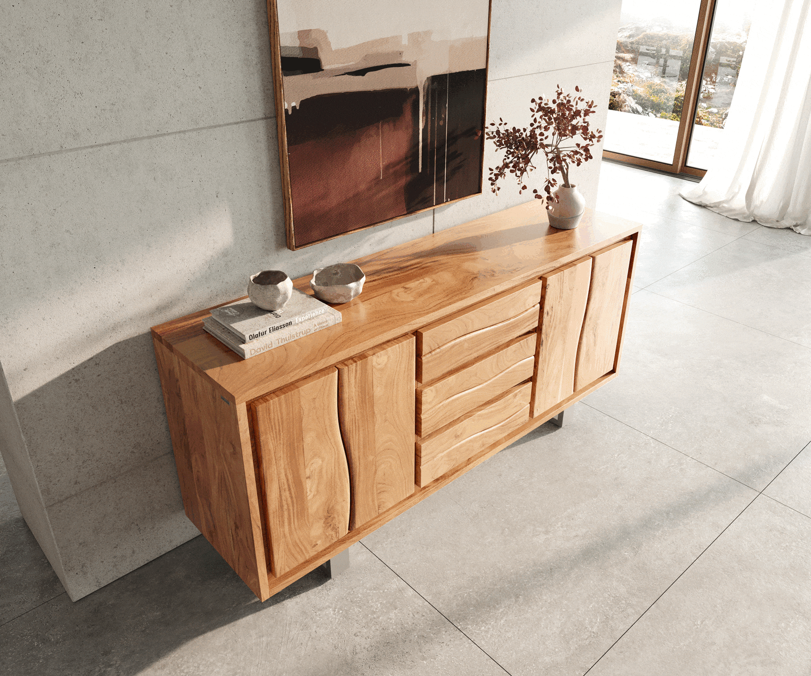 Dressoir Live-Edge 172 cm acacia natuur 3 laden 4 deuren 3 Dressoir Live-Edge 172 cm acacia natuur 3 laden 4 deuren 3