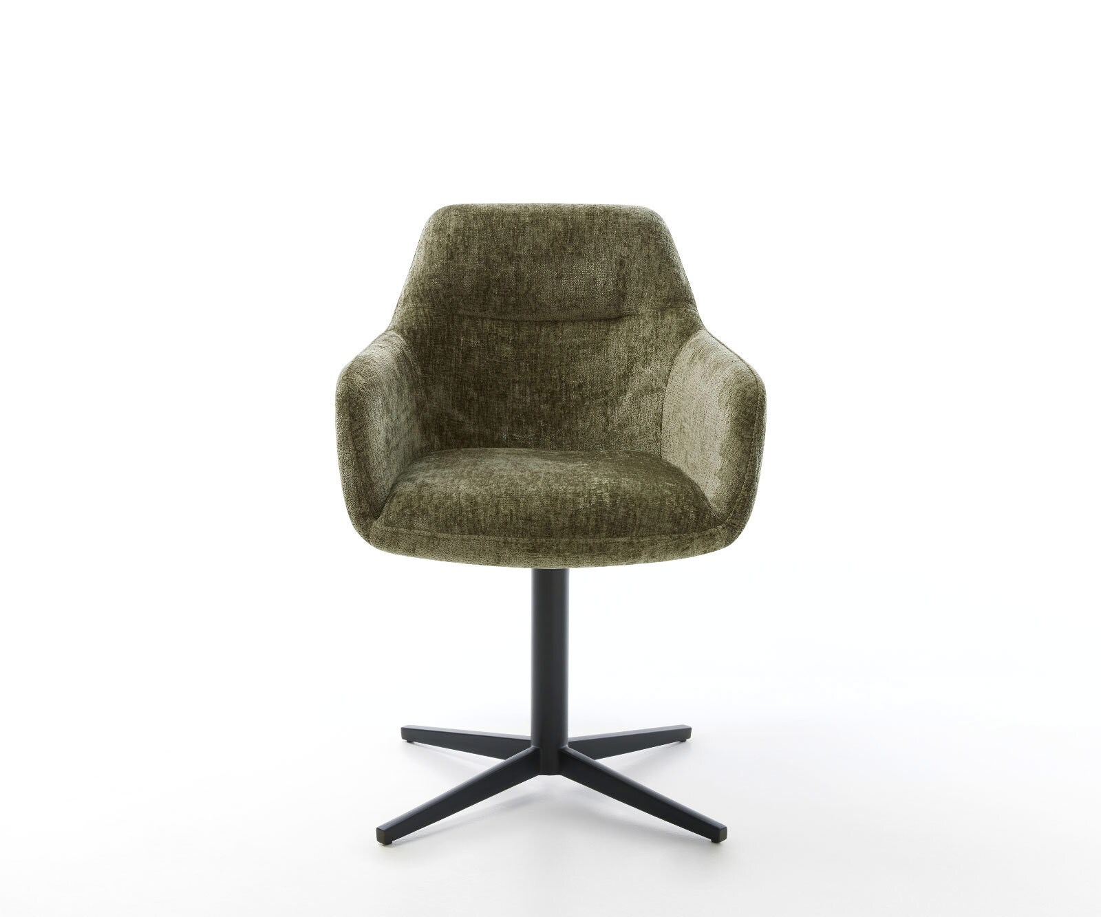 Draaistoel Pejo-Flex chenille olijfgroen kruispoot zwart 360° draaibaar pocketveer kern 1
