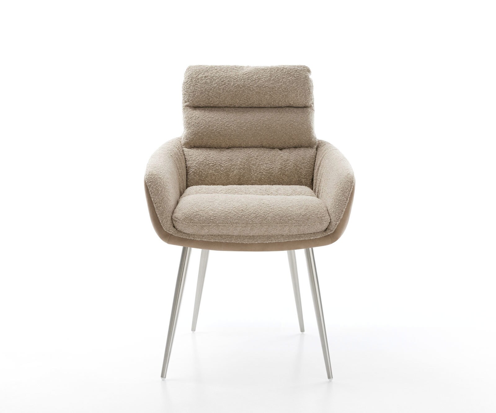 Eetkamerstoel Abelia-Flex met armleuning materiaalmix mud 4-poot conisch roestvrij staal 1 Eetkamerstoel Abelia-Flex met armleuning materiaalmix mud 4-poot conisch roestvrij staal 1