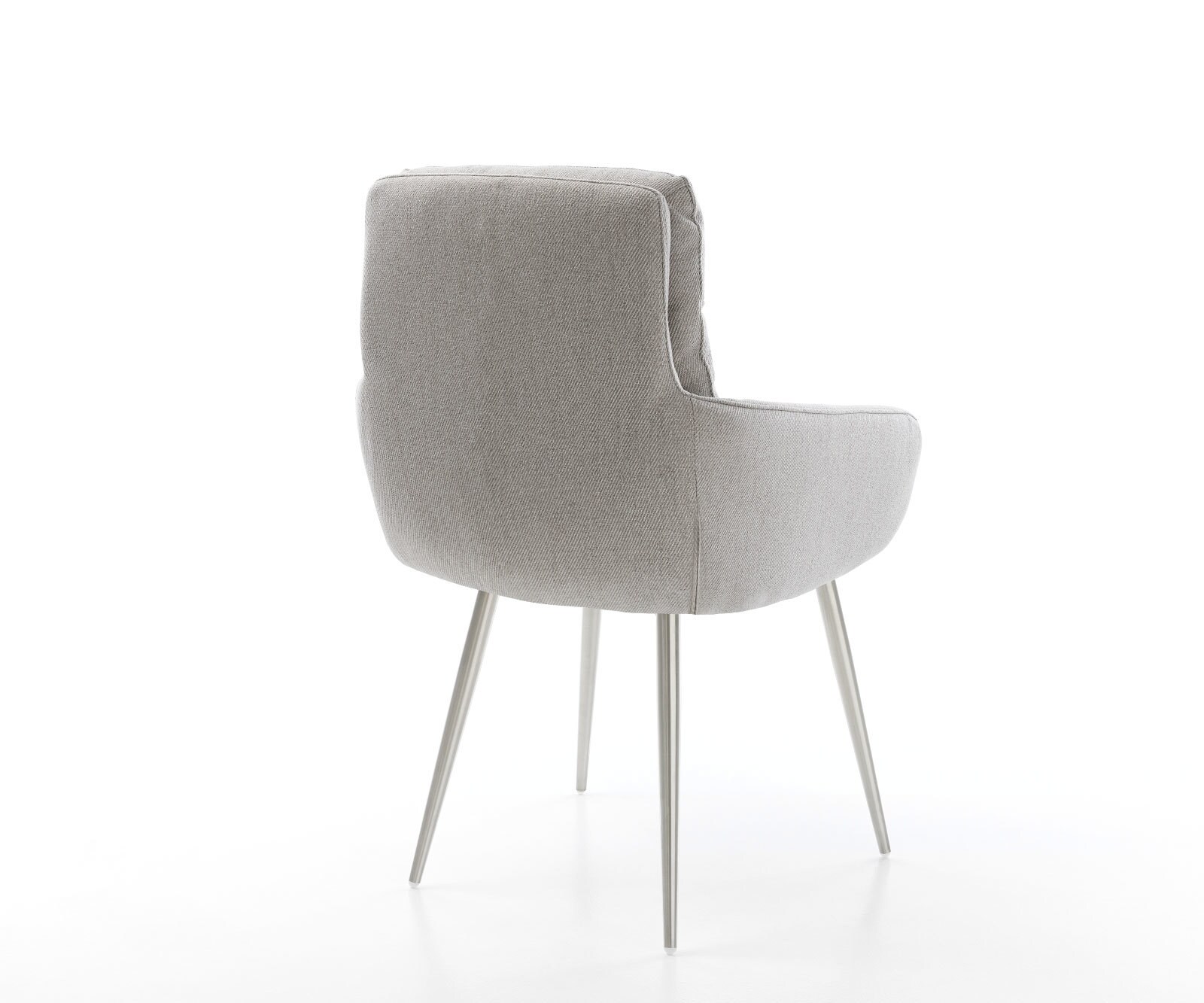 Eetkamerstoel Abelia-Flex met armleuning stripes lichtgrijs 4-poot conisch roestvrij staal 4 Eetkamerstoel Abelia-Flex met armleuning stripes lichtgrijs 4-poot conisch roestvrij staal 4