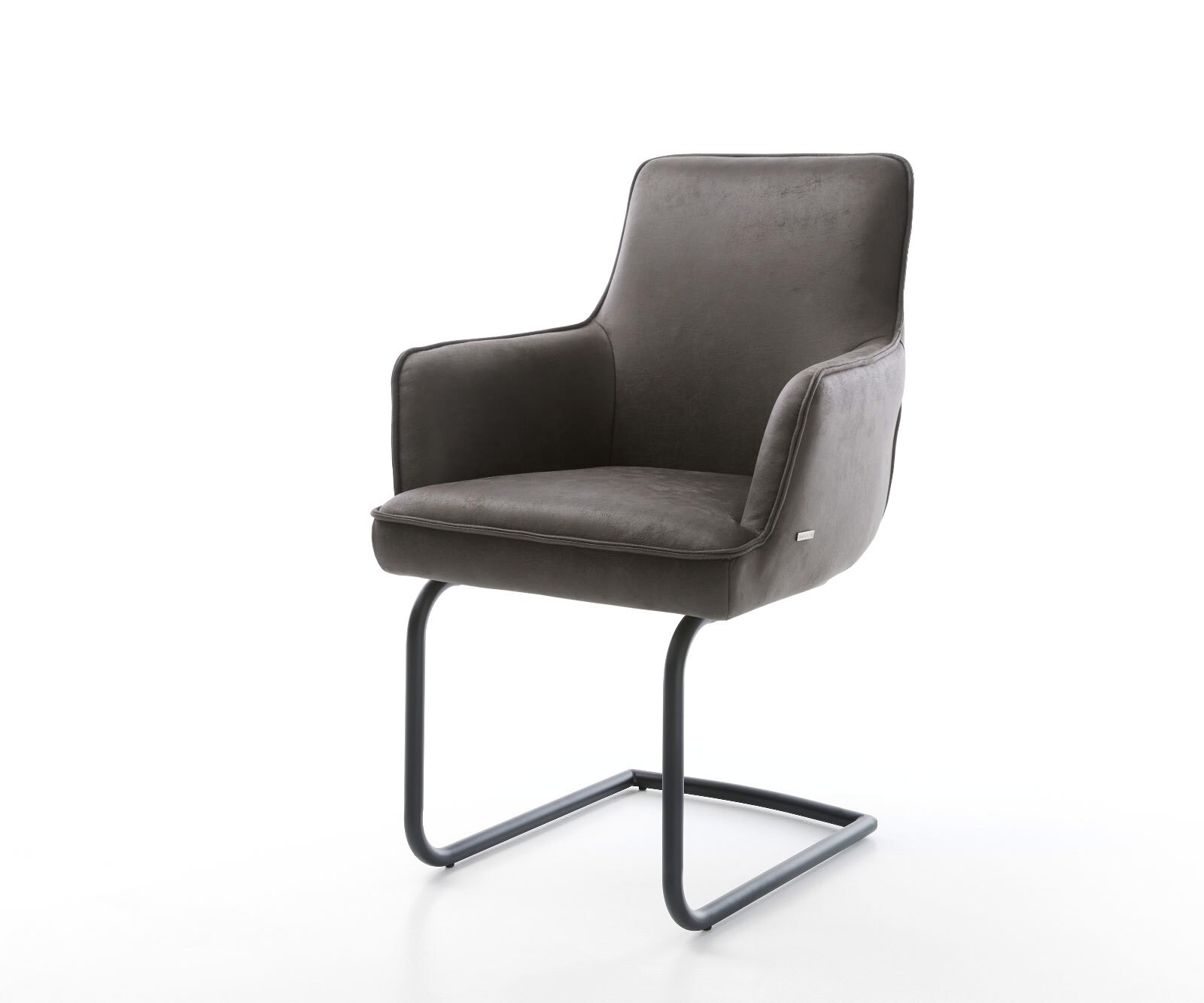 Sledemodel Heira-Flex met armleuning microvelours antraciet vintage sledemodel rond zwart pocketveer kern 1