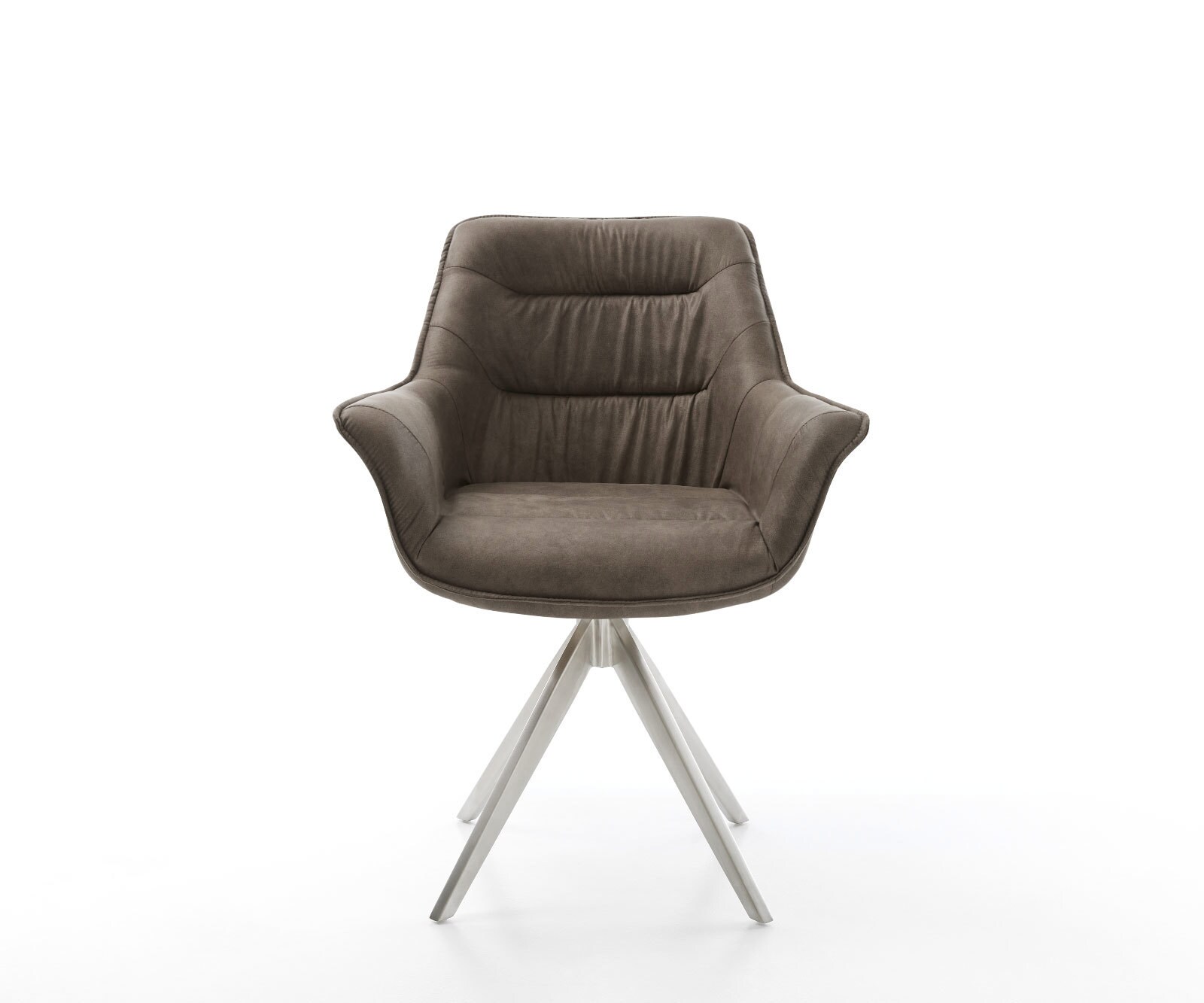Eetkamerstoel Kaira-Flex microvelours taupe vintage kruisframe hoekig roestvrij staal 1 Eetkamerstoel Kaira-Flex microvelours taupe vintage kruisframe hoekig roestvrij staal 1