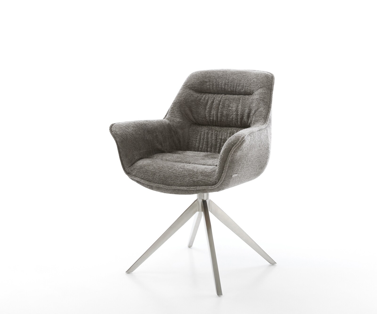 Draaistoel Kaira-Flex bouclé zacht mud kruisframe breed roestvrij staal 360° draaibaar rocker-functie 1