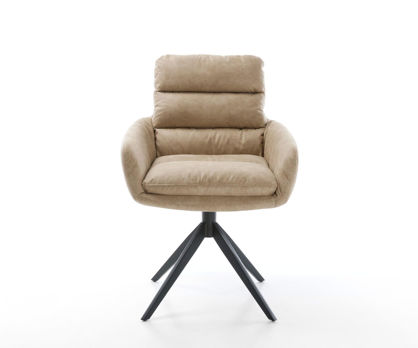Draaistoel Abelia-Flex met armleuning microvelours beige vintage kruisframe breed zwart 360° draaibaar rocker-functie 1