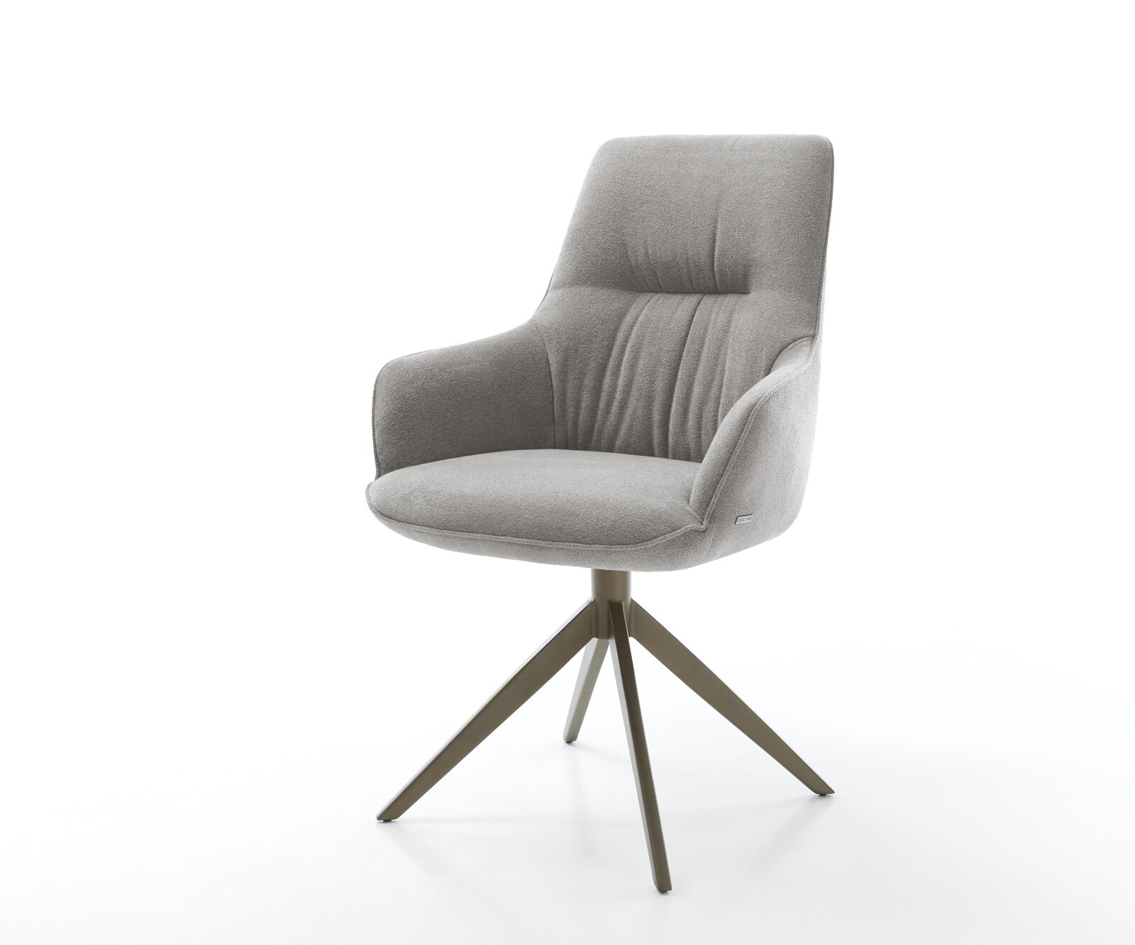 Draaistoel Zelia-Flex met armleuning zachte stof met structuur grijs kruisframe breed afwerking met titanium 360° draaibaar rocker-functie pocketveer kern 1